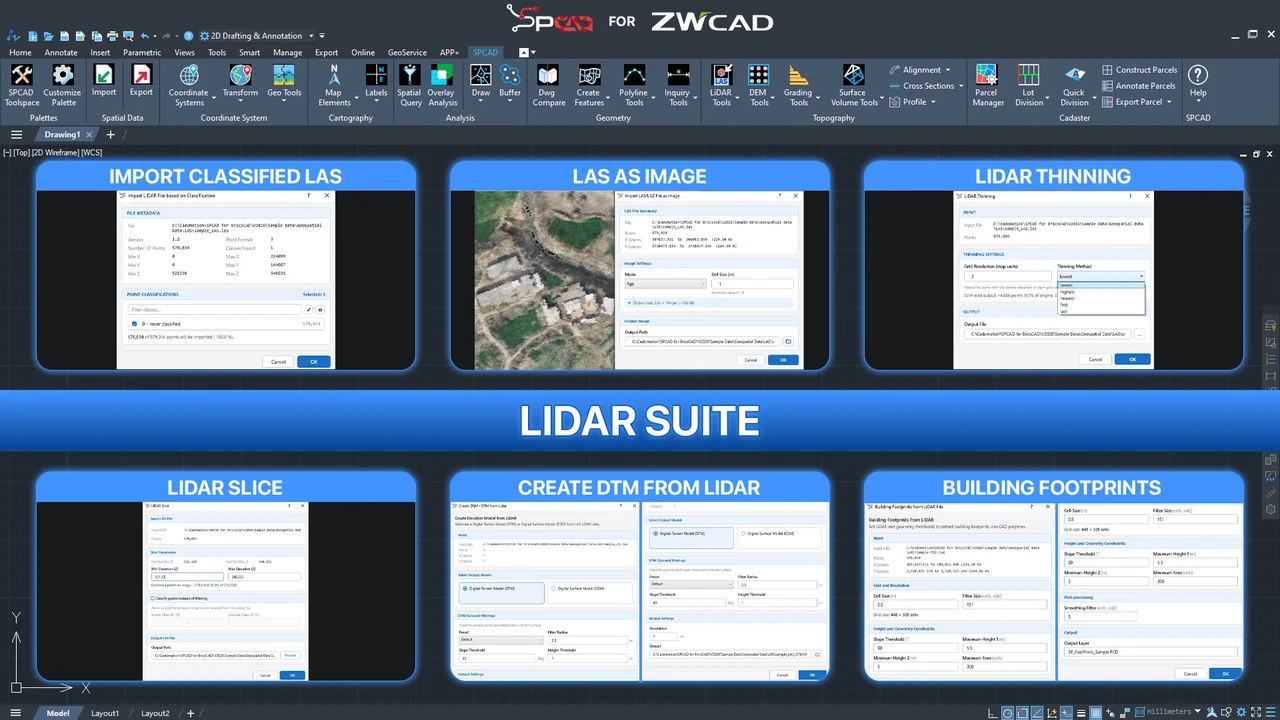 SPCAD LiDAR Suite μέσα στο ZWCAD