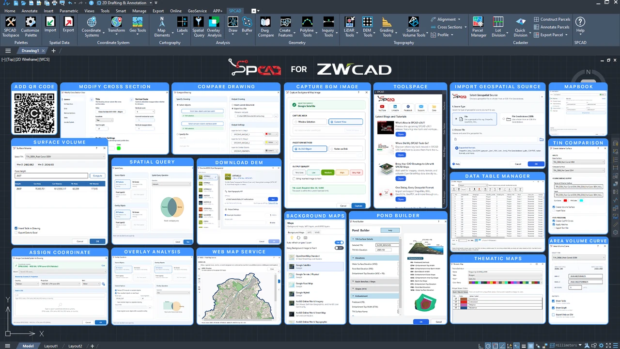 Συνολική επισκόπηση εργαλείων SPCAD σε ZWCAD